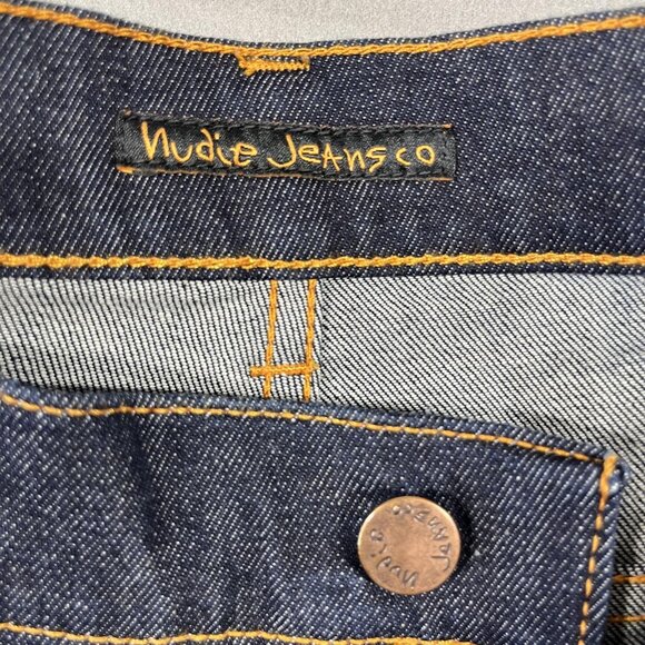 Nudie Jeans Co Lean Dean Jeans Mens 36x32 Dark Indigo Dry 16 Dips Made in Italy - Picture 16 of 16